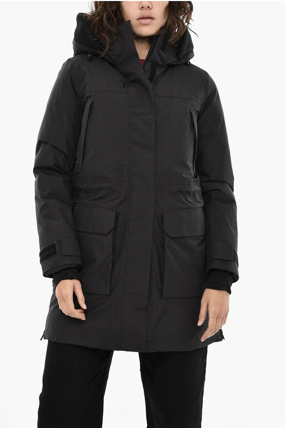 Woolrich Hidden Closure Harveys Windbreaker Jacket With Patch Pockets In Black