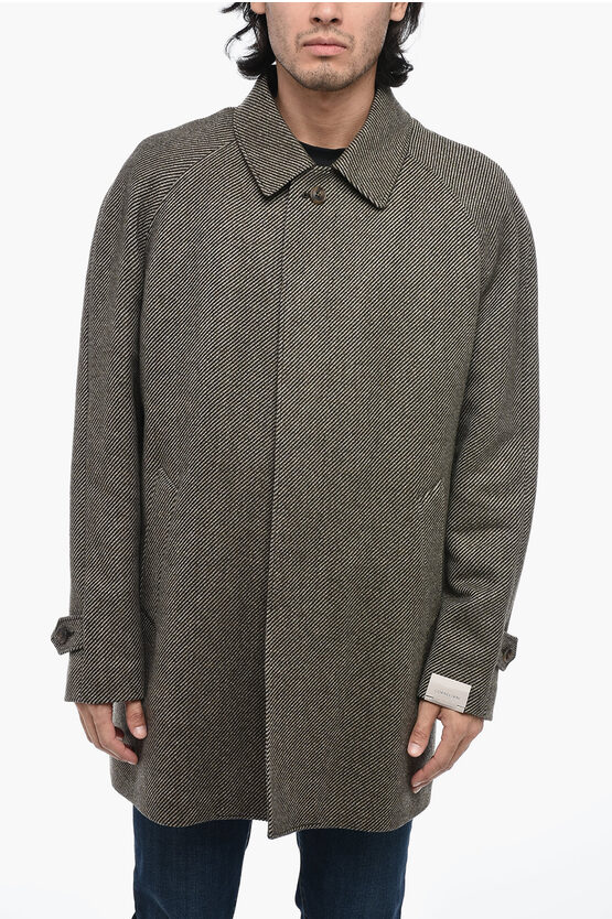 Shop Corneliani Hidden Closure Wool Coat With Removable Padding