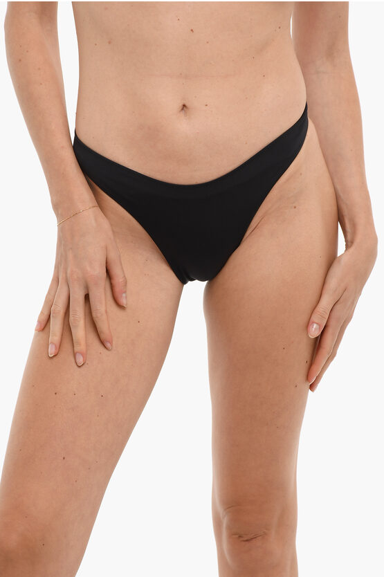 Stella Mccartney High Cut Solid Color Bikini Bottom In Black