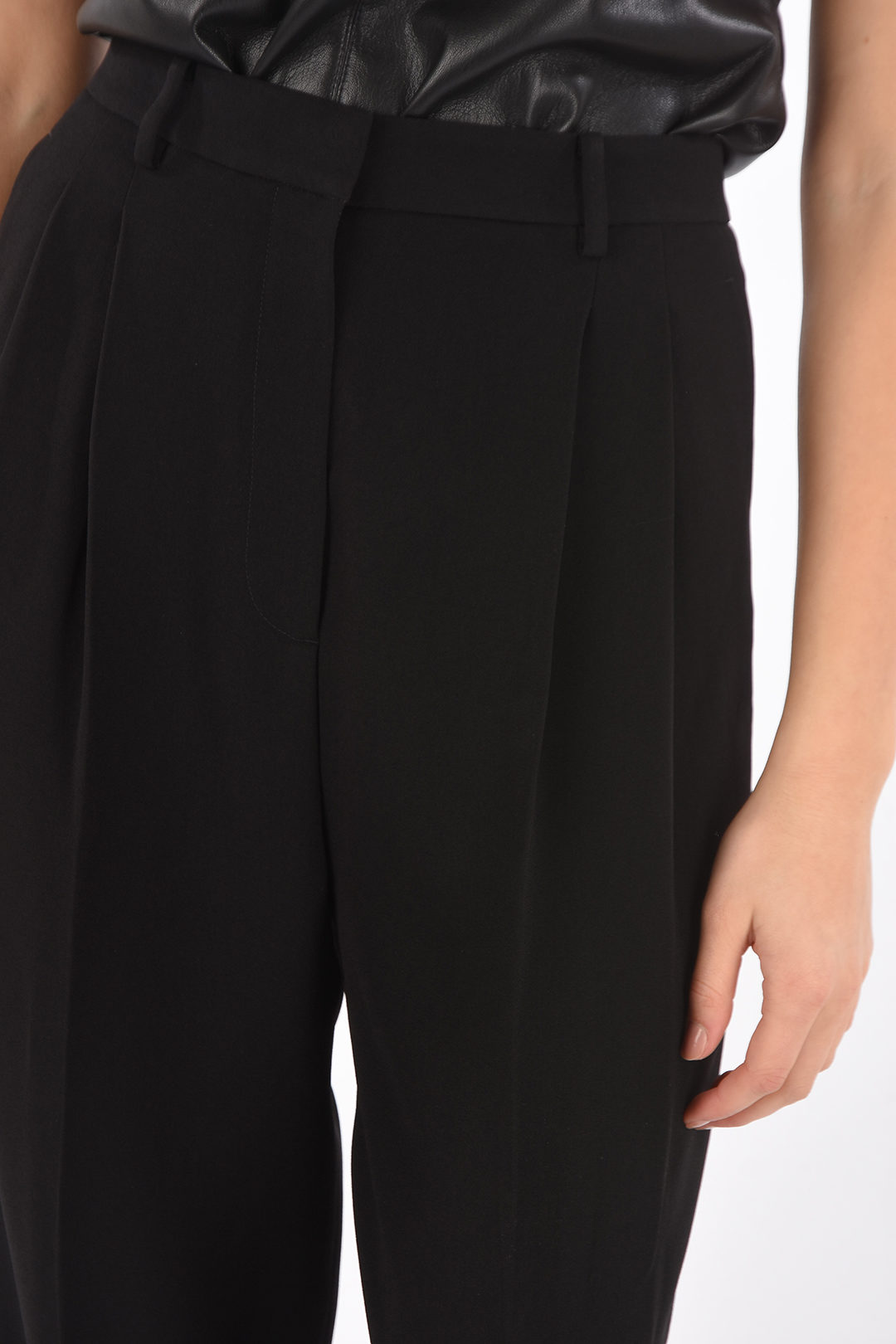 Tory Burch High-rise Crepe Trousers with Double pleat women - Glamood Outlet