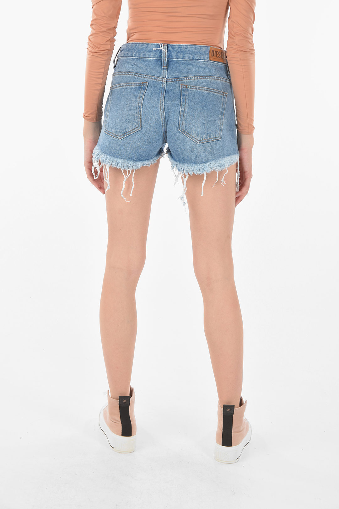CASPAR Womens Jeans Shorts / Hot Pants with Decorative Zipper Applications  - HTP001 | Caspar Fashion