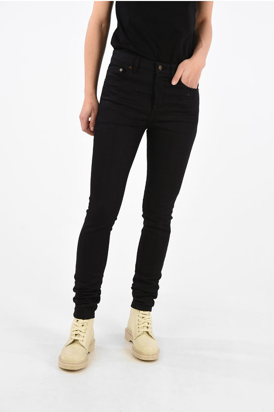 Saint Laurent High-rise Slim Fit Jeans In Animal Print