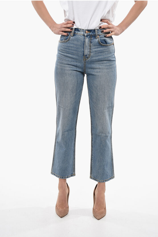 Tory Burch High-rise Straight Fit Jeans 20cm In Blue