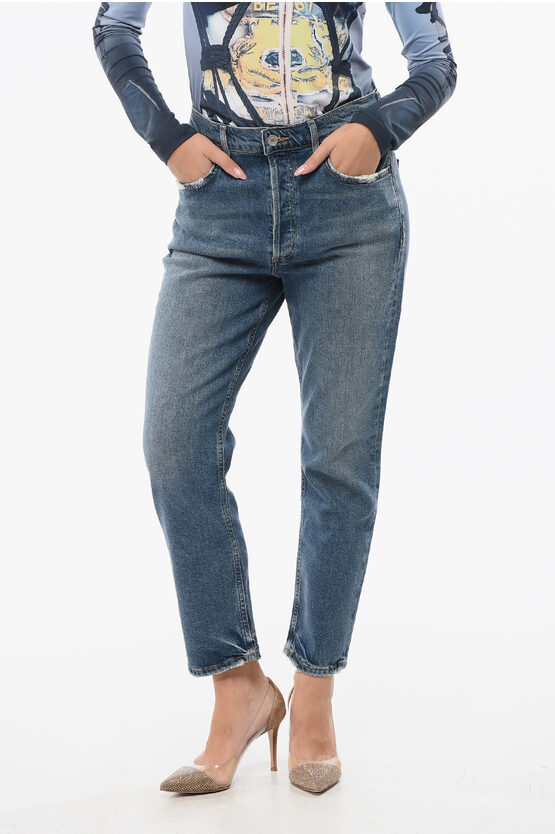 Agolde High-rise Straight Fit Riley Cropped Jeans 17cm In Blue