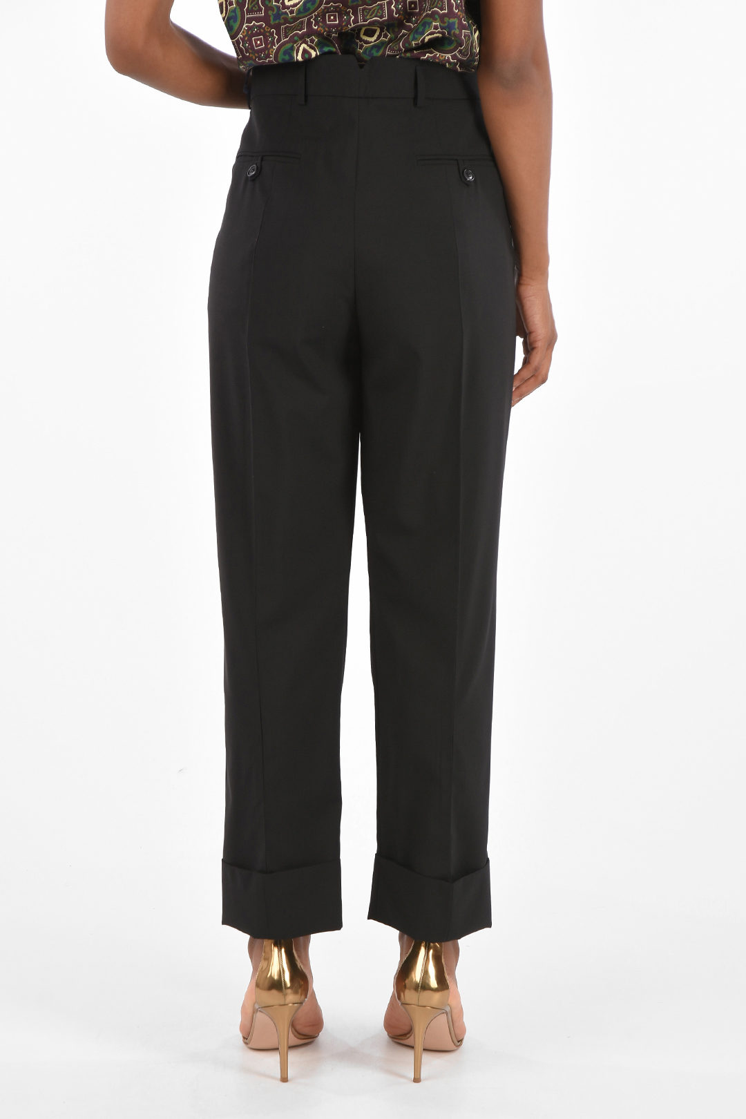 Prada highrise waist cuffed hem trousers women Glamood Outlet