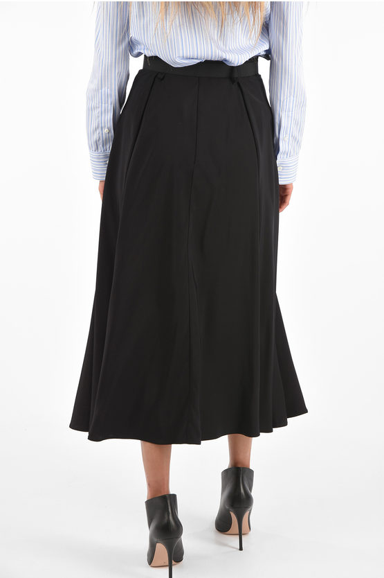Prada high-rise waist midi circle skirt with belt women - Glamood Outlet