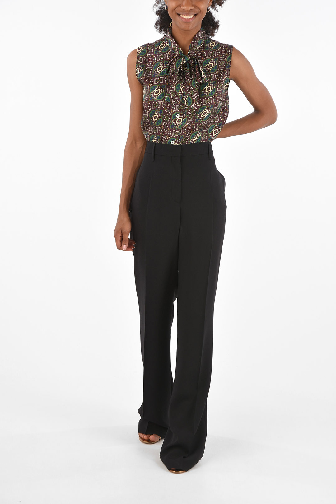 Prada high-rise waist palazzo pants women - Glamood Outlet