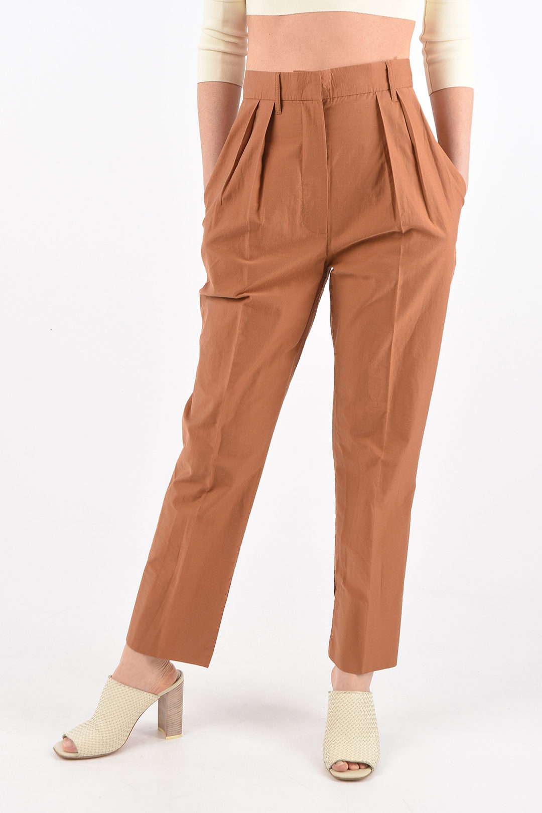 Nanushka high-rise waist REYA double pleat trousers women - Glamood Outlet