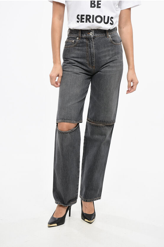 Jw Anderson High Waist Boot Cut Jeans With Cut Out Details 20cm Grösse 36 In Black