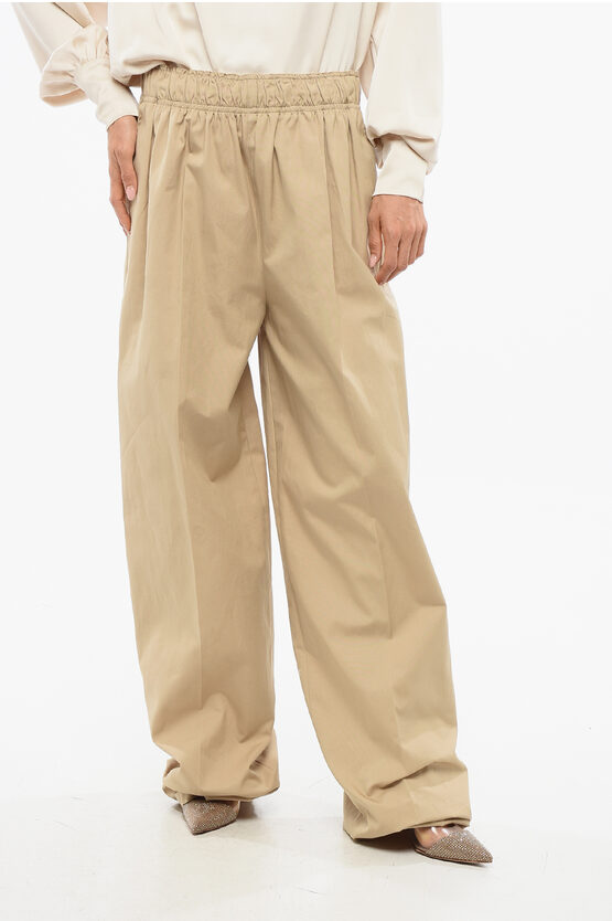 Prada High-waist Cotton Pants In Nude