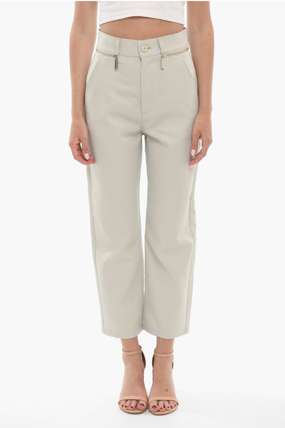 Opening Ceremony High Waist Cropped Pants With Decorative Zip In Gray
