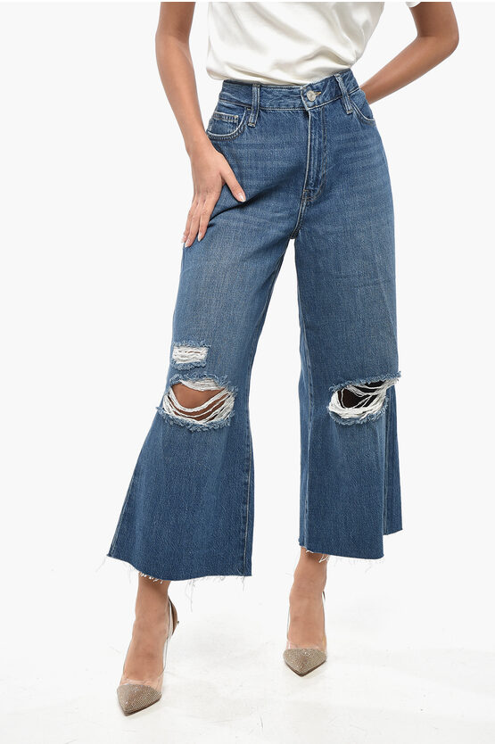 Frame High Waist Cropped Wide Leg Jeans 28cm In Blue