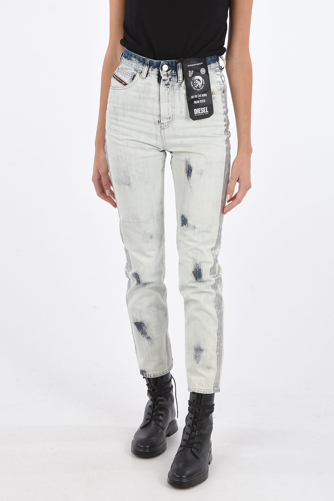 High Waist D-EISELLE-SP Bleached Jeans L32