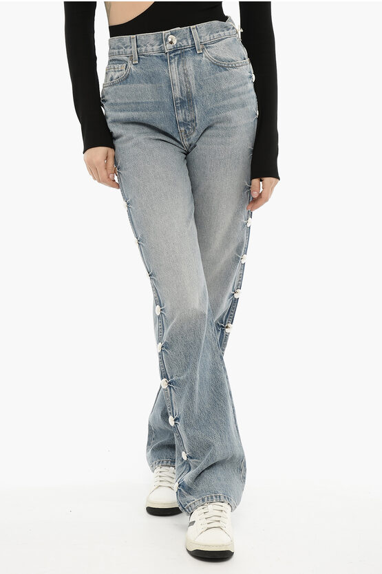 Khaite High-waist Danielle Jeans With Side Studs 21cm In Blue