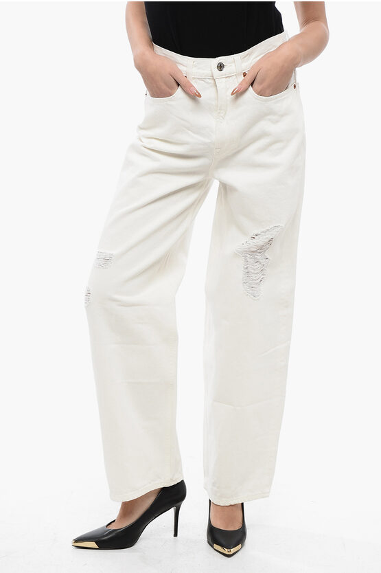 ALLSAINTS HIGH WAIST DISTRESSED EFFECT WIDE LEG JAYCE JEANS 23CM