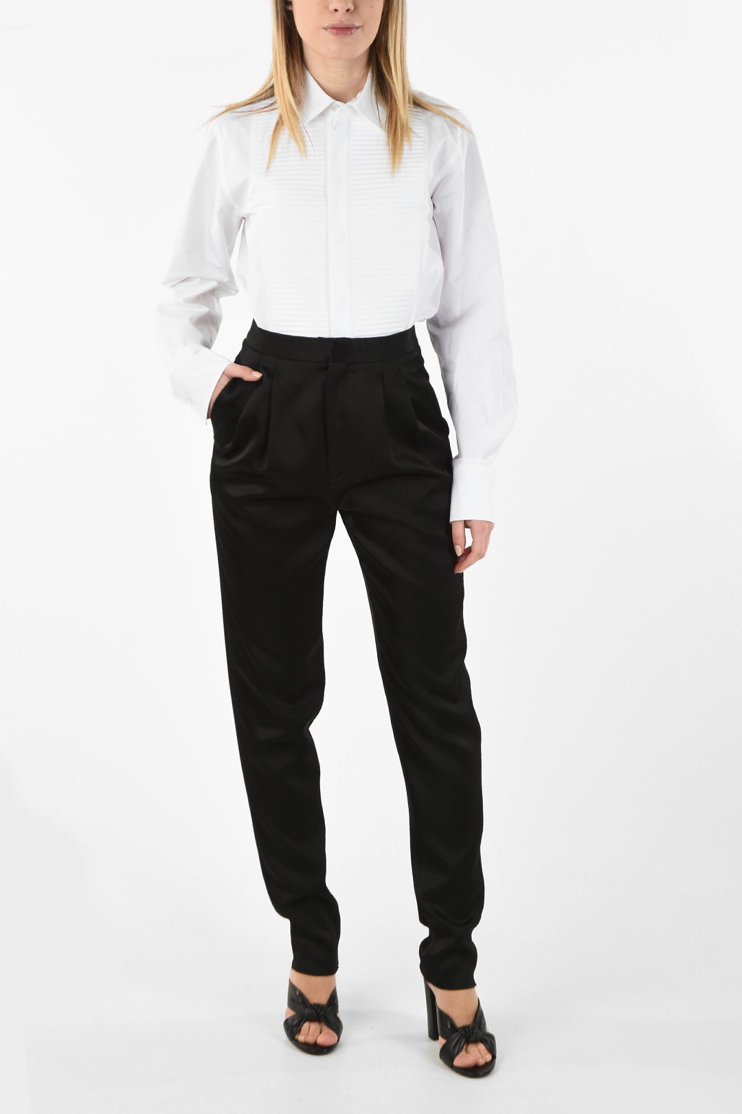 Saint Laurent High Waist Double Pleat Pants women - Glamood Outlet