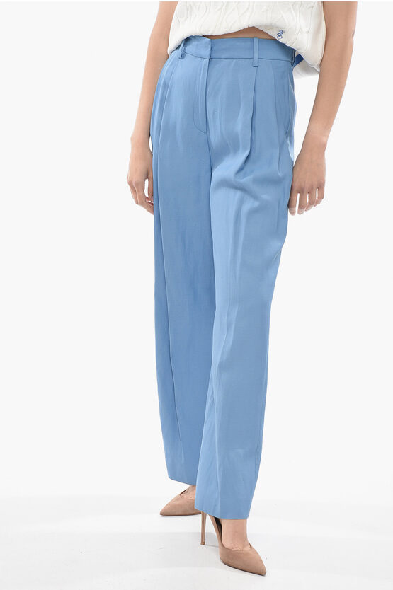 LOULOU STUDIO HIGH - WAIST DOUBLE PLEATED BAGGY FIT PANTS 