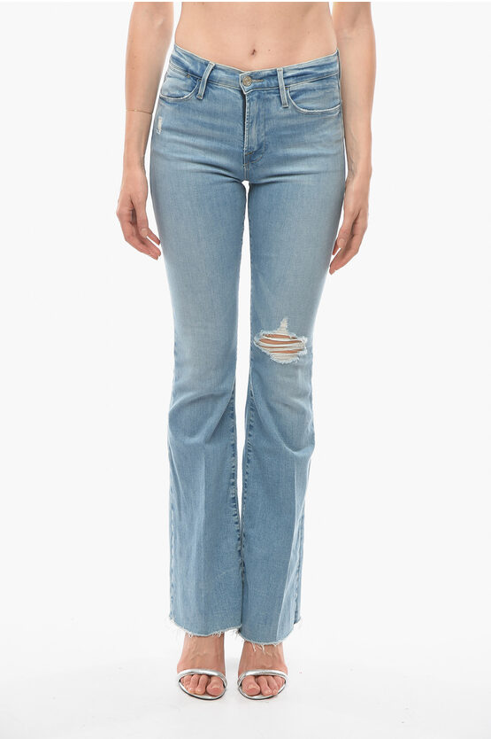 Shop Frame High Waist Flared Jeans With Frayed Hem 26cm