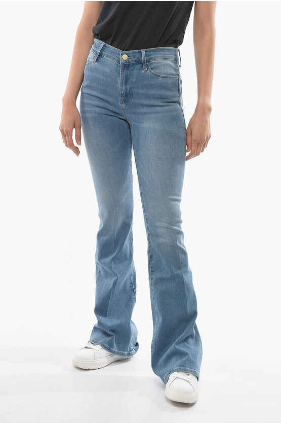 Frame High Waist Flared Jeans With Golden Buttons 26cm In Blue