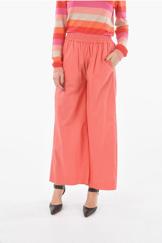 Woolrich High Waist Popeline Cotton Yoga Pants In Pink