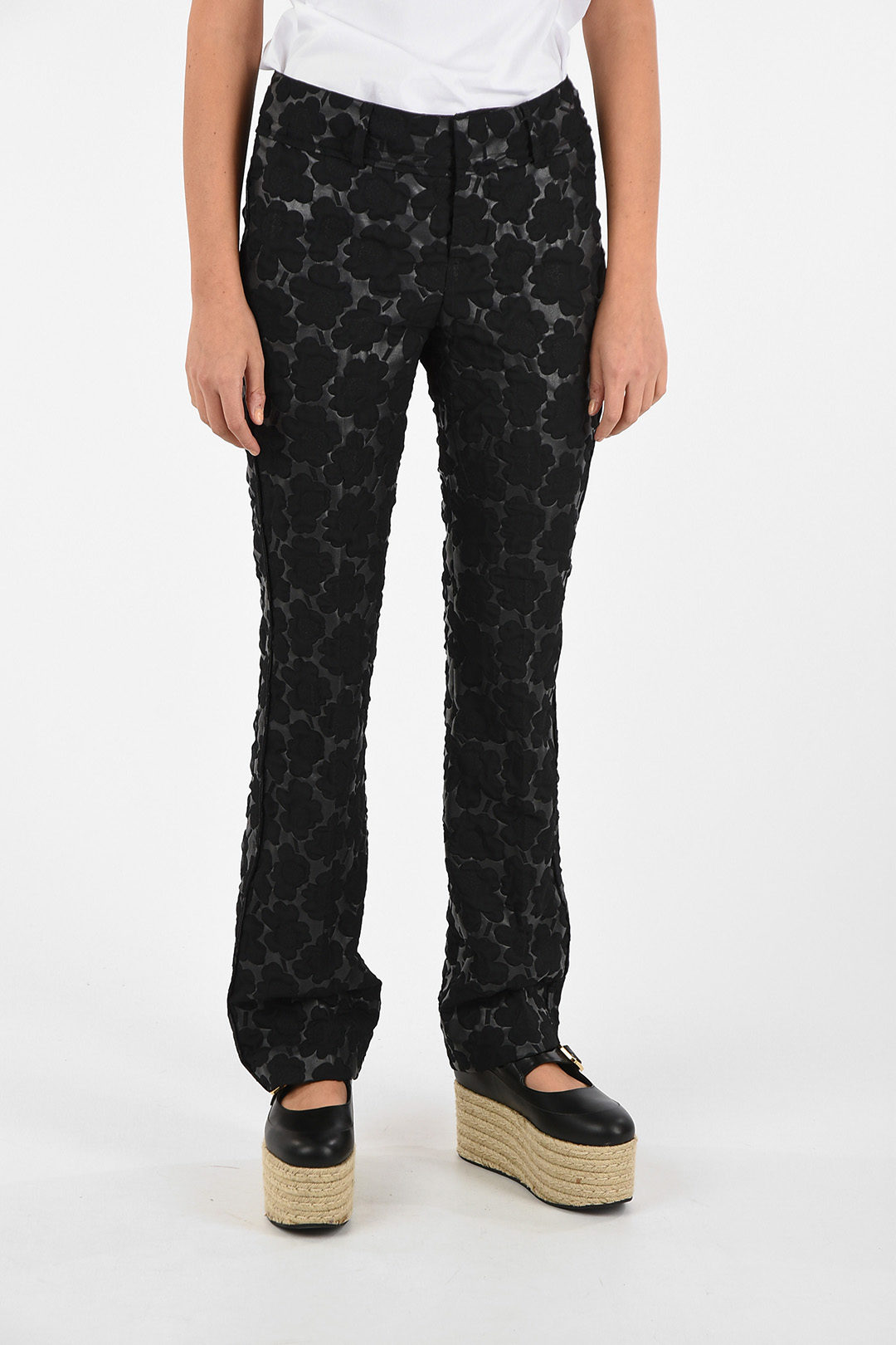 High-Waist Rise Floral-Print Pants