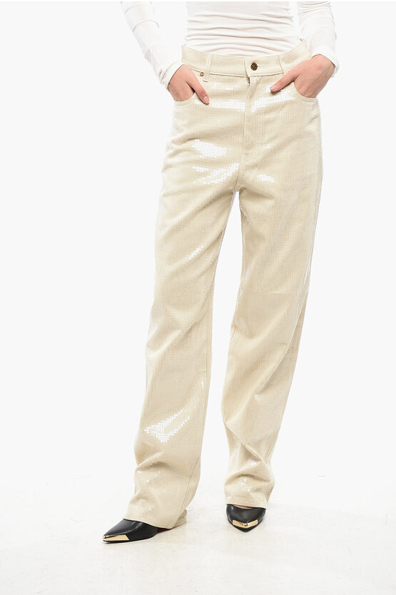 Golden Goose High Waist Sequined Wide Leg Kim Pants Grösse 28 In Neutral