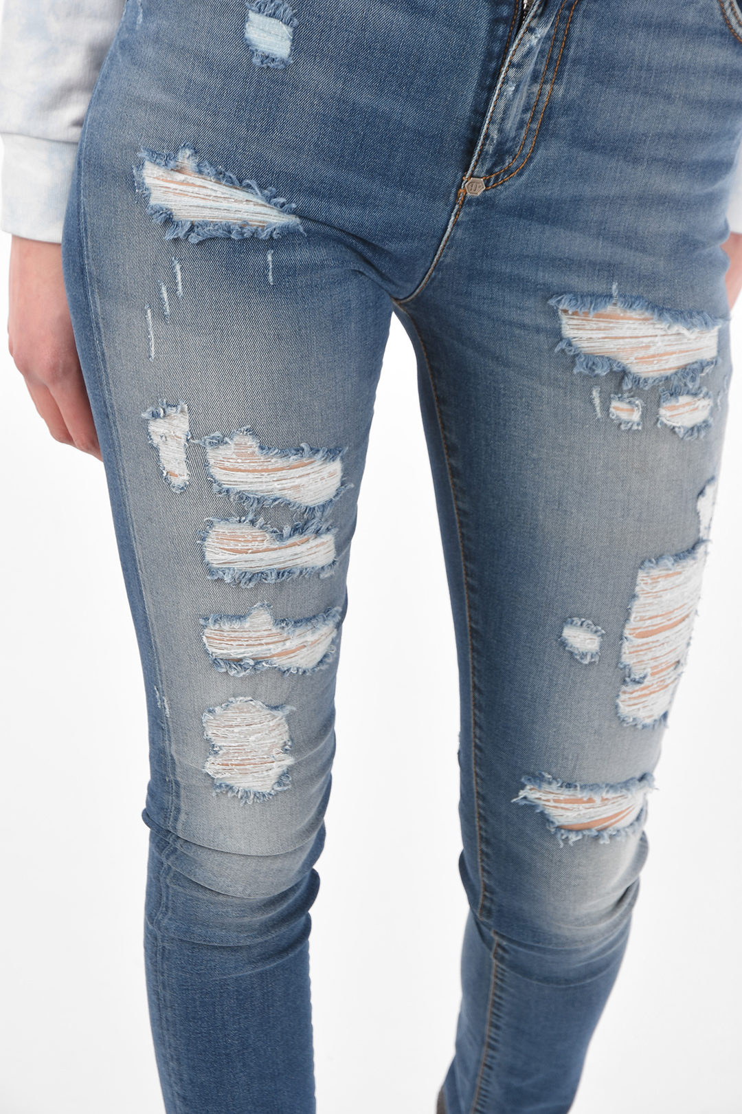Philipp Plein High Waist Slim Fit FLY distressed jeans women