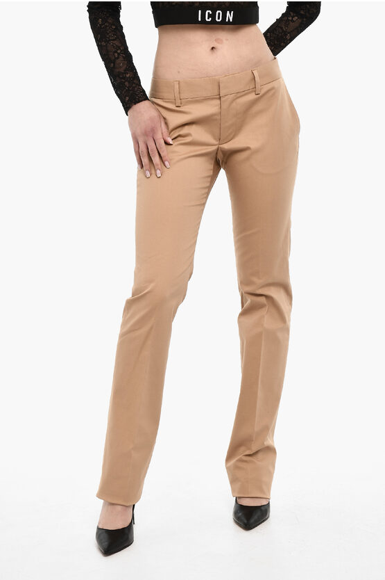 Dsquared2 High Waist Straight Fit Cotton Pants