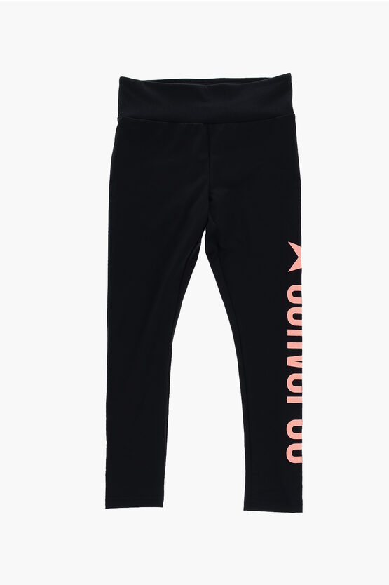 Converse High Waist Stretch Leggings With Printed Contrasting Logo In Black