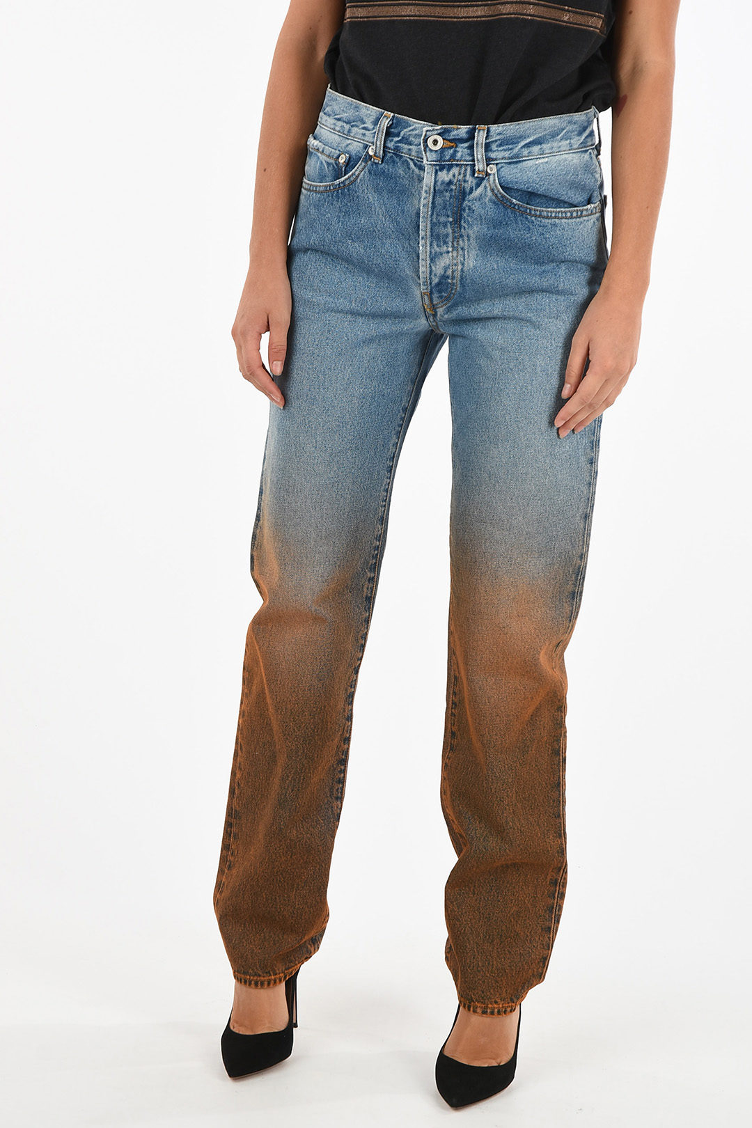 Off-White Waist Jeans With Faded Effect women - Glamood Outlet