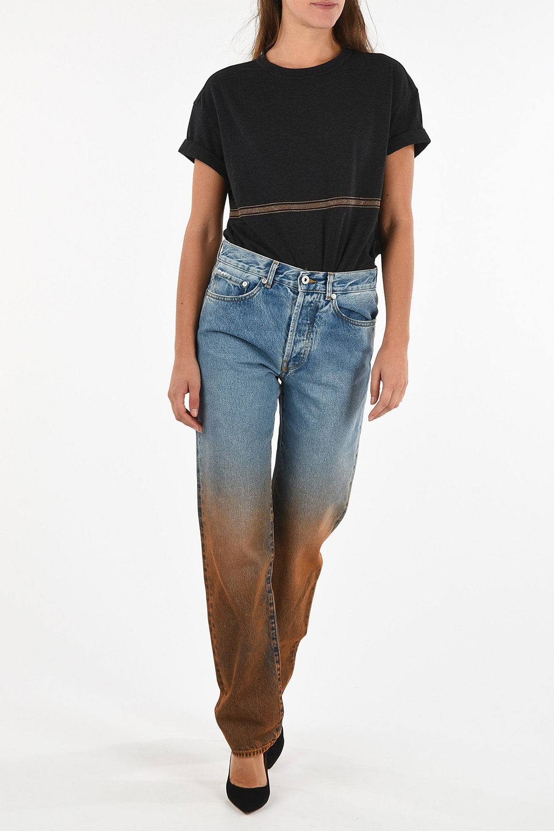 Off-White Waist Jeans With Faded Effect women - Glamood Outlet