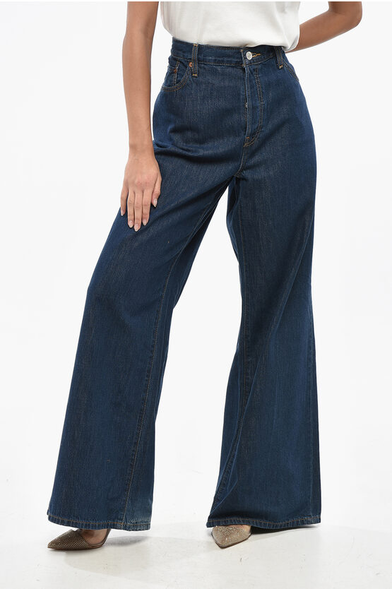 Re/done High Waist Wide Leg Fortuna Jeans 32cm In Blue