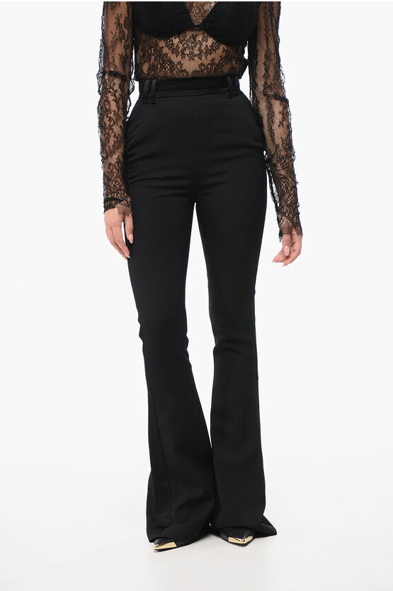 Balmain High-waisted Bootcut Pants With Satin Side Bands