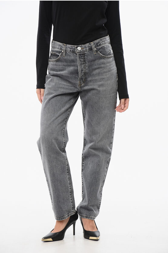 Frame High-waisted Boyfriend Fit Le Mec Jeans 18cm In Gray
