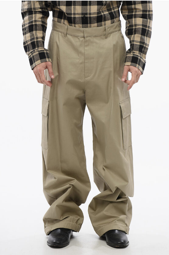 Off-white High Waisted Cargo Pants With Zipped Pockets