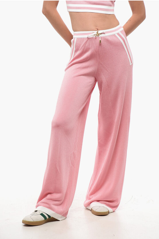 Balmain High-waisted Casual Pants With Elastic Waistband In Pink