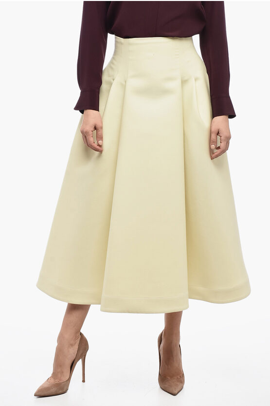 Shop Bottega Veneta High-waisted Compact Wool Skirt