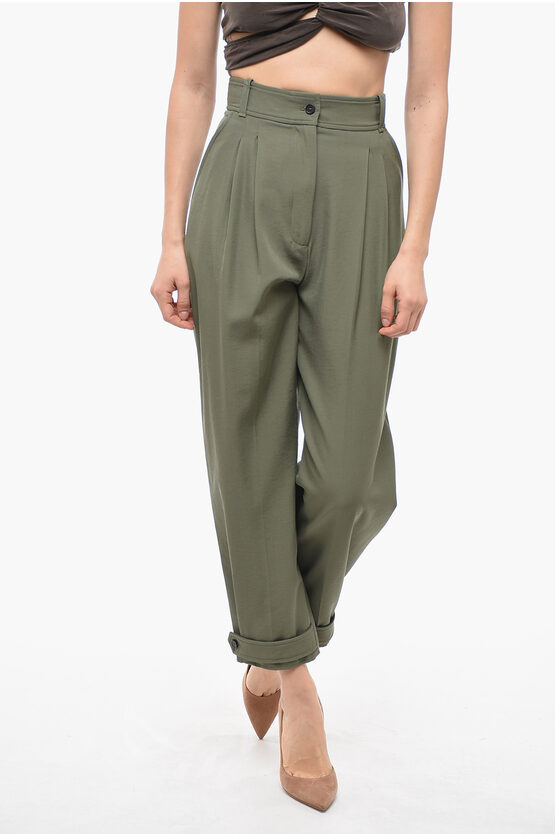 Shop Alexander Mcqueen Double-pleated Wool Blend Pants With Cuffs