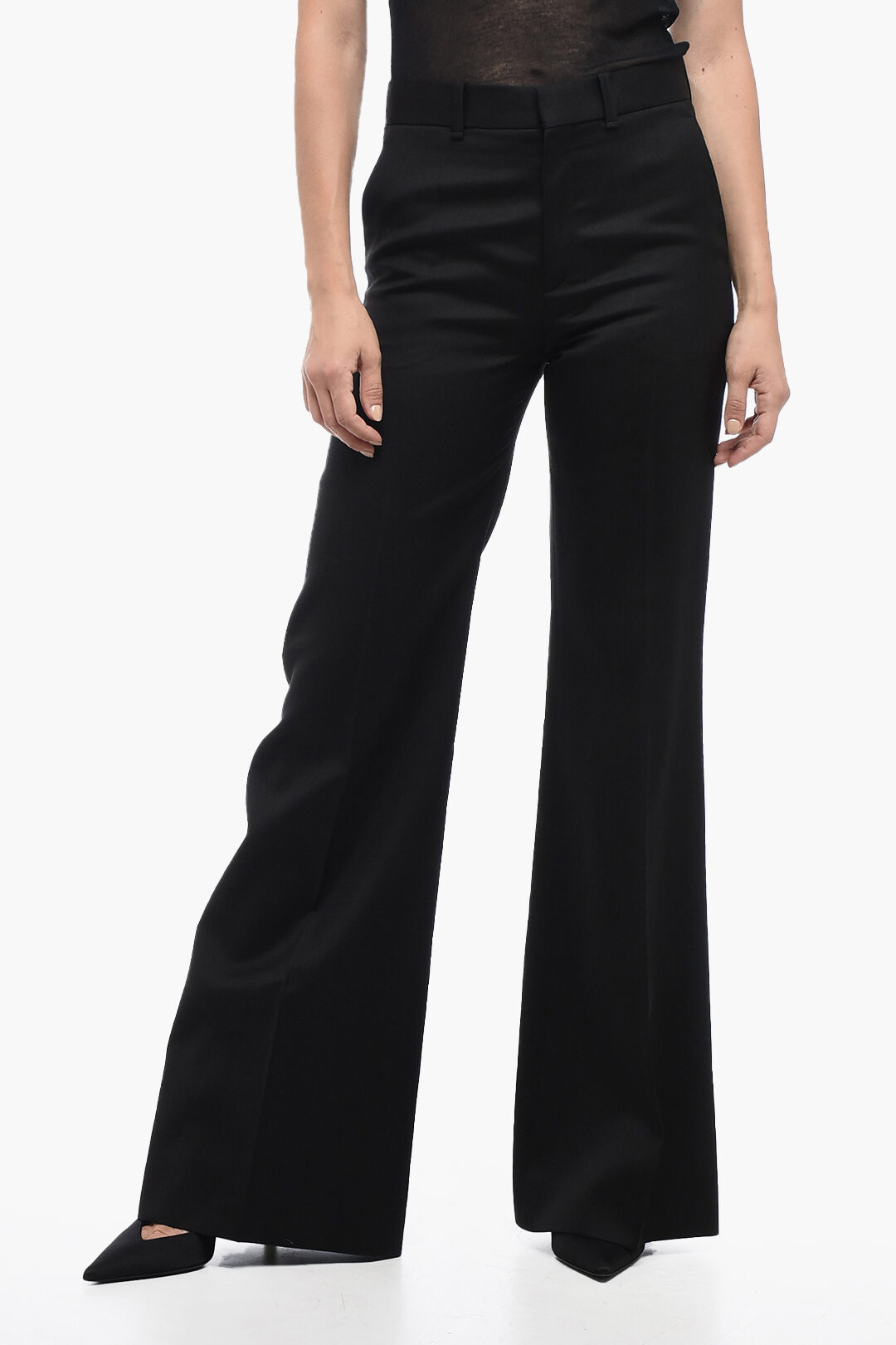 Chloe High-Waisted Flare-Fit Wool Pants women - Glamood Outlet