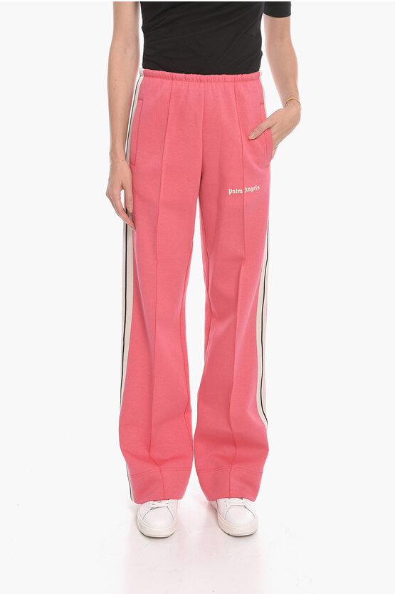 Palm Angels High-waisted Flared Jogger With Contrasting Bands In Pink