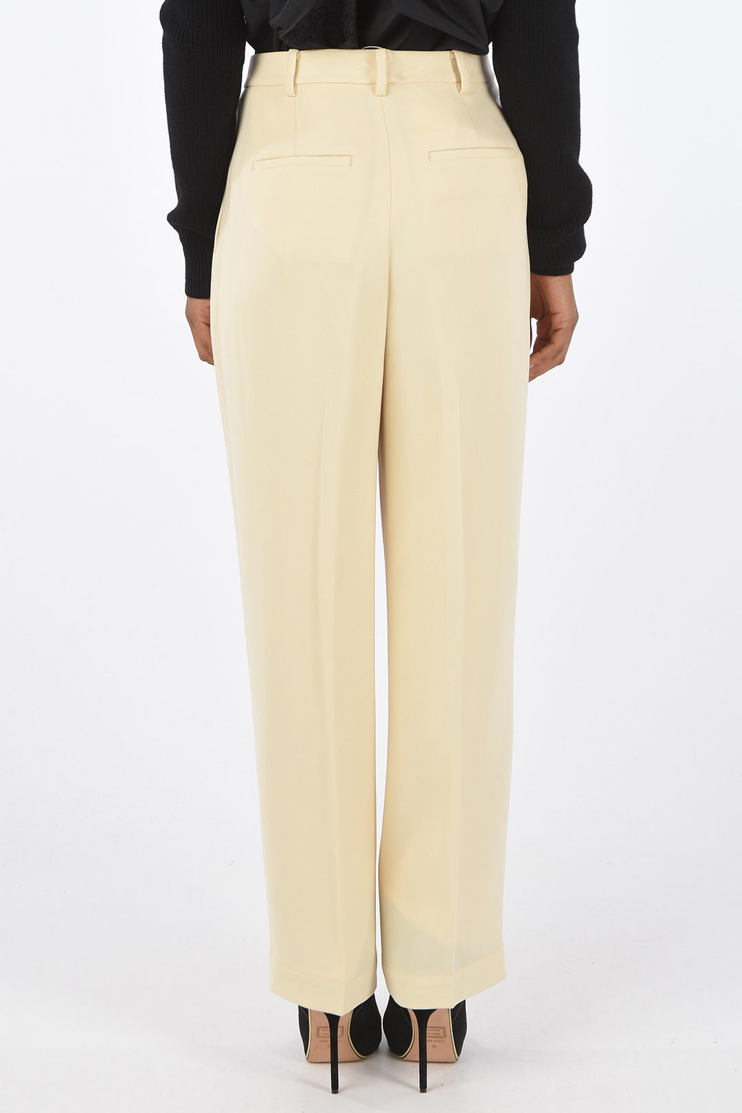 Tory Burch High-waisted Flared Pants in Crepe Effect with Double-pleat  women - Glamood Outlet