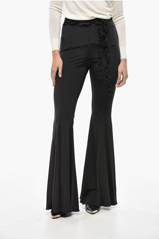 Rotate Birger Christensen High-waisted Flared Pants With Corset Effect Detail In Black