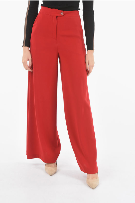 Aspesi High-waisted Flared Trousers In Red