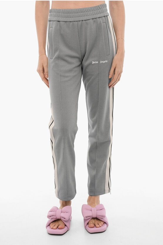 Shop Palm Angels High-waisted Joggers With Ankle Zip