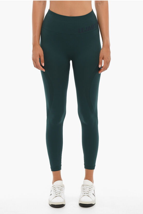 Maison Lejaby High Waisted Leggings With Logo Print In Green