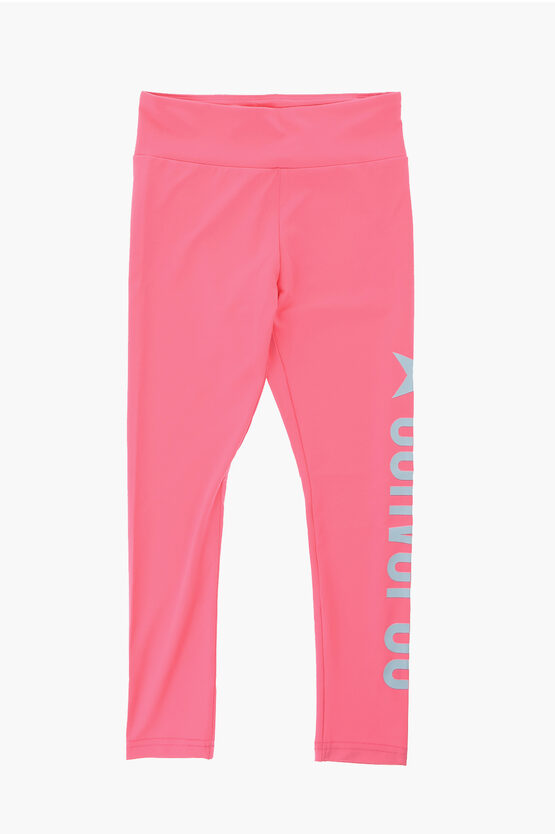 Converse High Waisted Leggings With Printed Logo In Pink