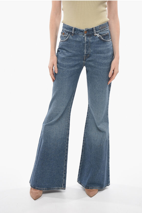 Chloé High-waisted Mid Wash Flared Fit Denims 34cm In Blue