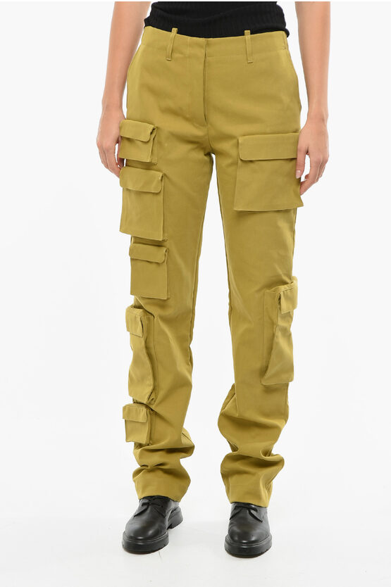 OFF-WHITE HIGH WAISTED MULTIPOCKET CARGO PANTS