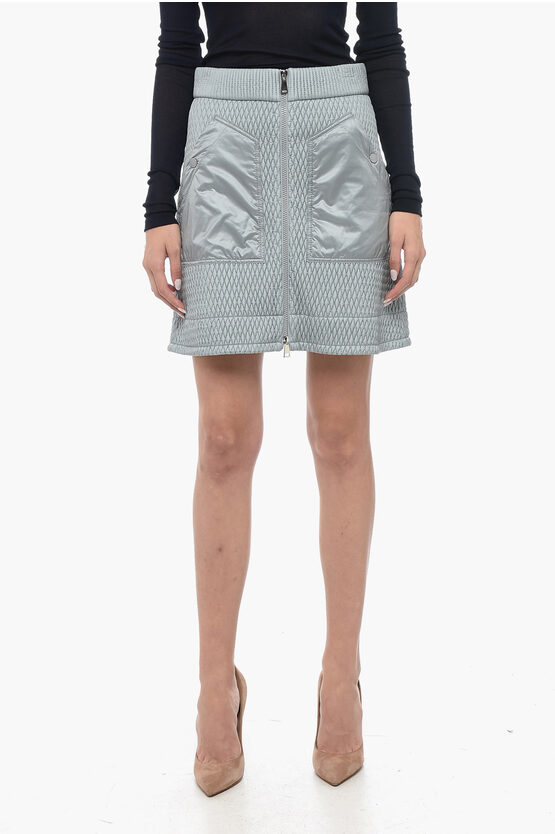 Shop Moncler High Waisted Quilted Skirt With A-line Desing