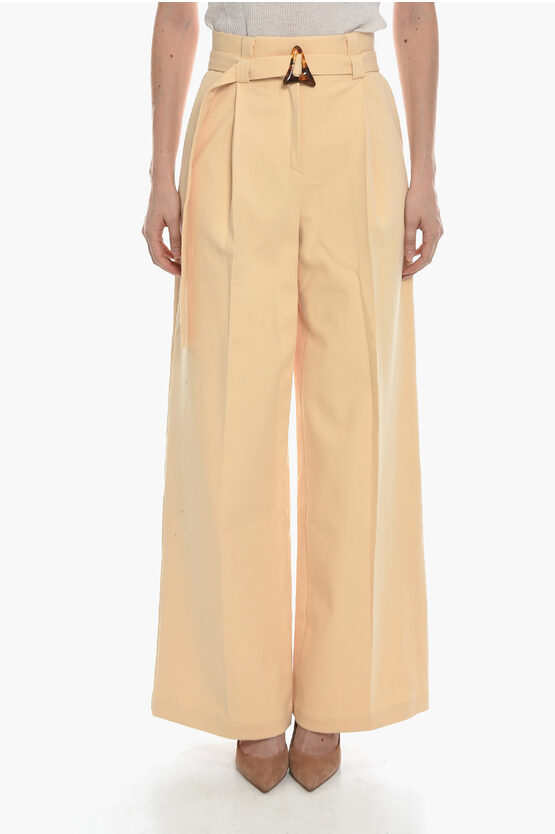 Aeron High Waisted Single-pleat Alondra Pants In Yellow